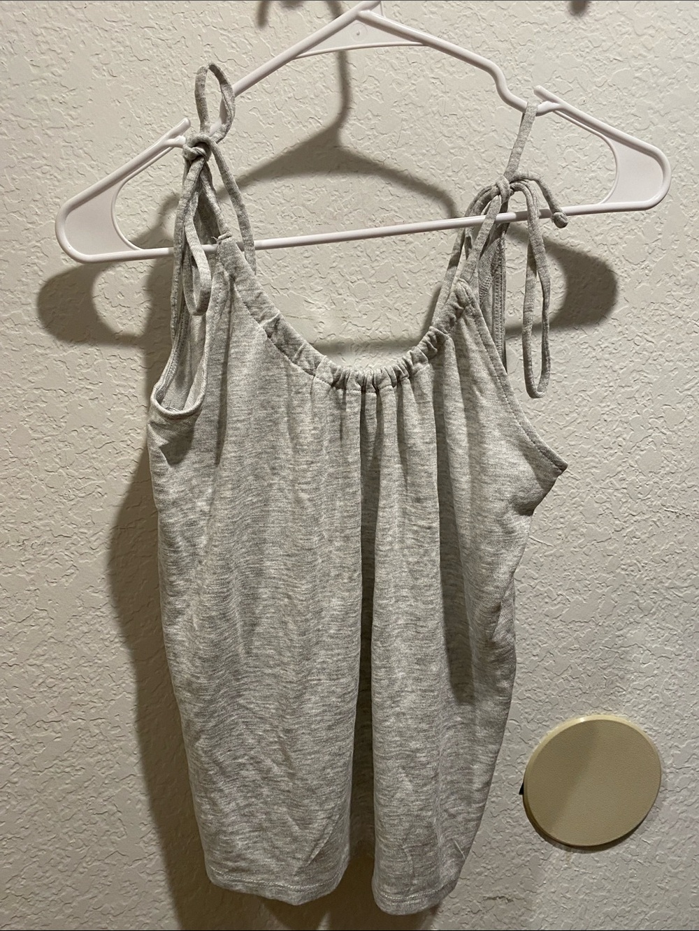 Express Light Gray Tie-Shoulder Tank Top